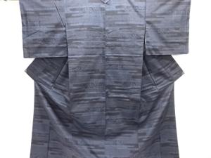 未使用品　ヱ霞に菊模様織出し手織り紬着物